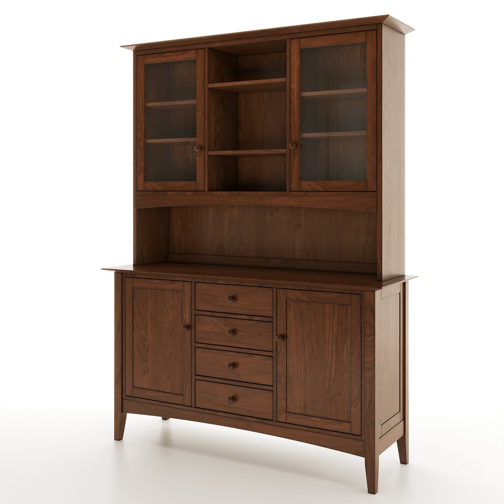 Wooden Handmade Classic Shaker Buffet and Hutch, Handcrafted Buffet and Hutch, Custom Made with Cherry, White Oak, Maple, or Walnut
