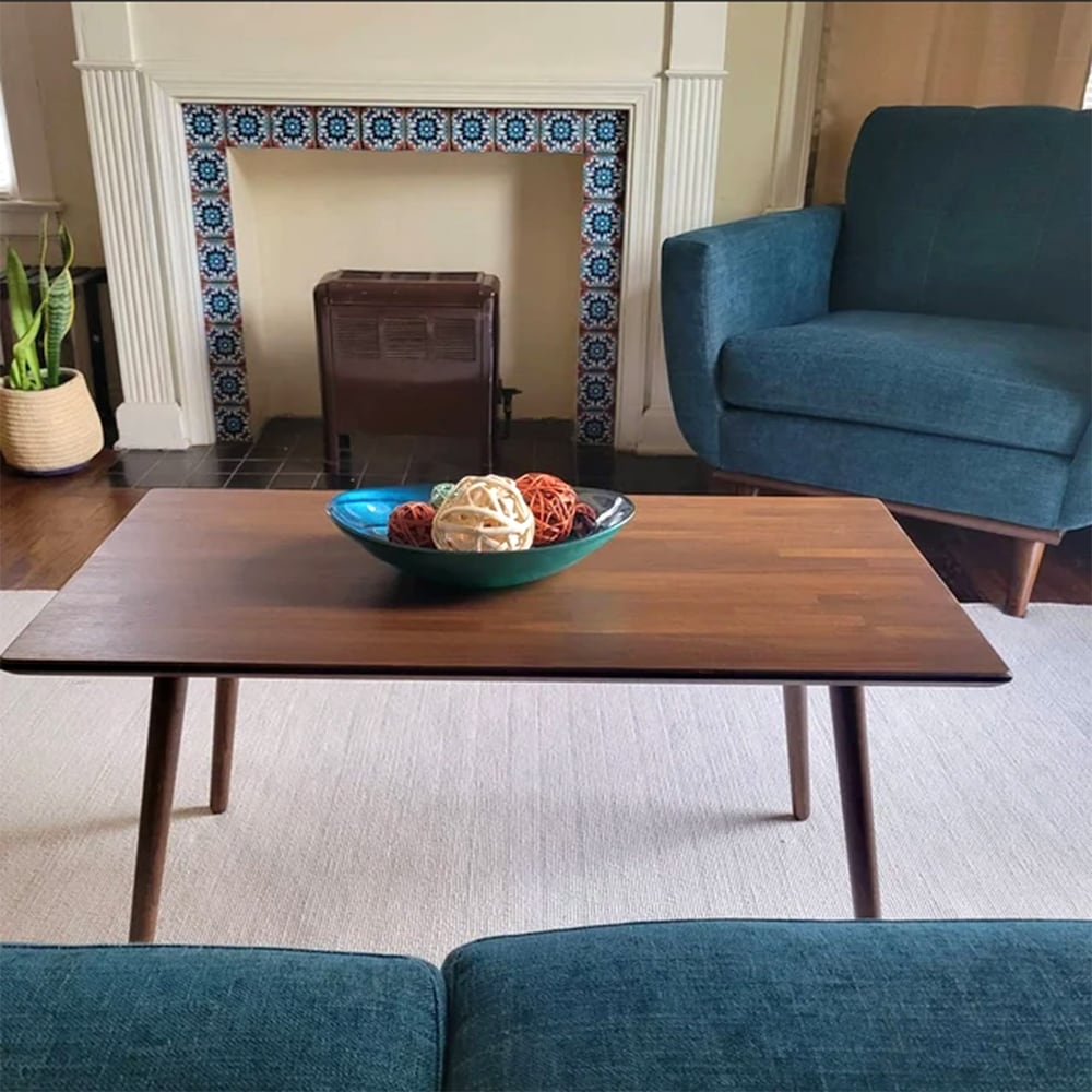 Classic Walnut Teak Coffee Table - Mid Century Modern Eames Style Design Boho Wood Furniture