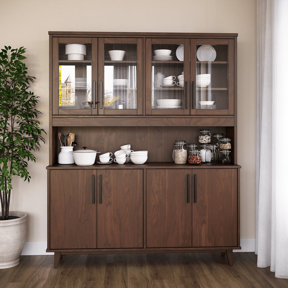 Wooden Handmade Country Buffet and Hutch, Handcrafted Buffet and Hutch Custom Made with Cherry, White Oak, Maple, or Walnut