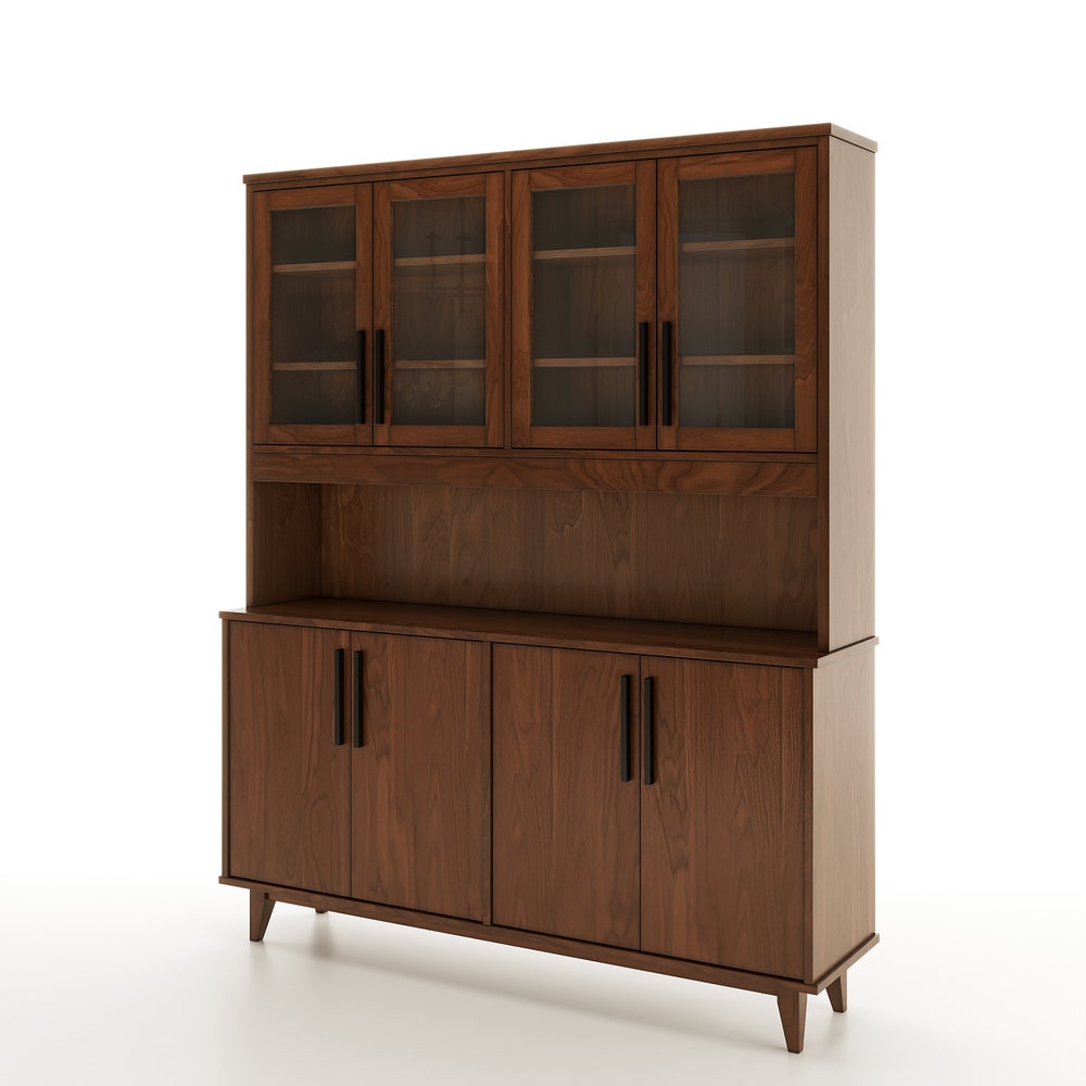 Wooden Handmade Country Buffet and Hutch, Handcrafted Buffet and Hutch Custom Made with Cherry, White Oak, Maple, or Walnut