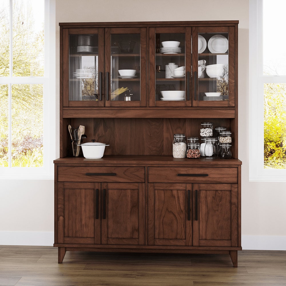 Wooden Handmade Classic Country Buffet and Hutch,  Handcrafted Wooden Buffet Table, Custom Made with Cherry, White Oak, Maple, or Walnut