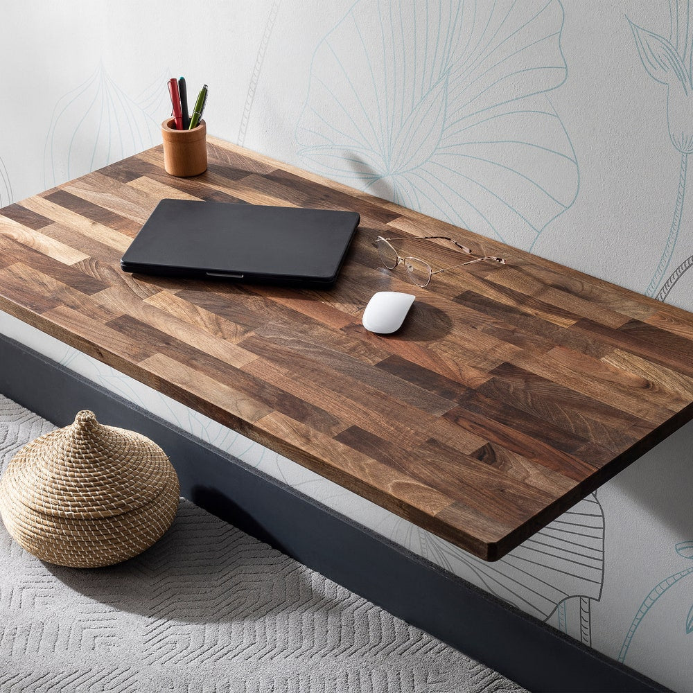 Walnut Space Saver Folding Floating Desk, Wooden Folding Table, Wall Mount Study Desk, Fold Down Dining Table, Murphy Desk, Home Office Desk