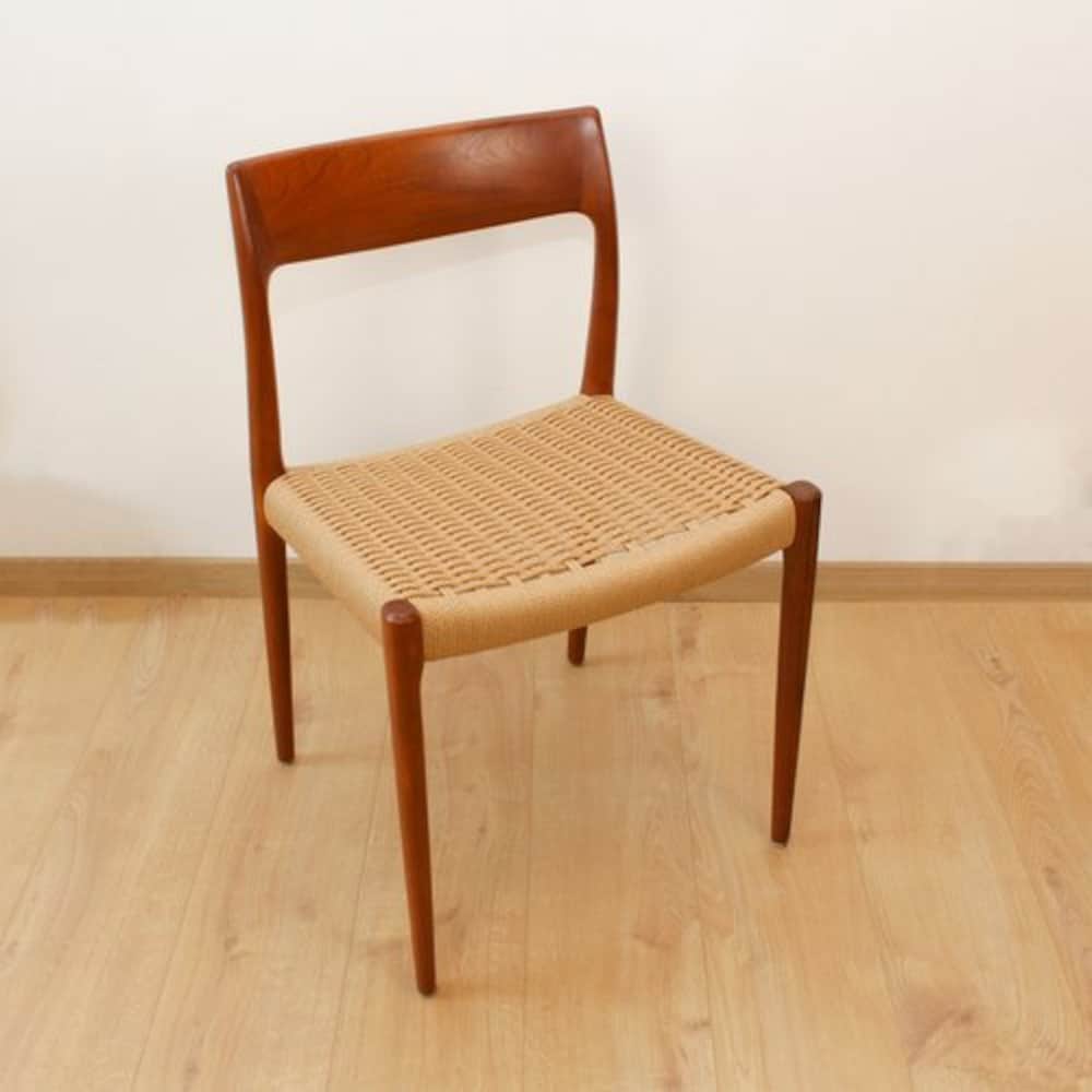 1 of 6 Niels Otto Møller chair Danish Teak Chairs, Model 77, 60s, Midcentury furniture, designer Dining Chair, Danish Style. scandi japandi