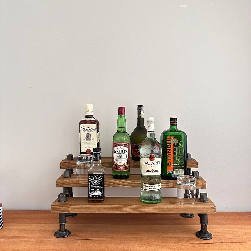 Bar Display, Bar Organizer, Kitchen Shelves, Whiskey Bottle Display, Wine Racks,Pipe Tier Drink Racks
