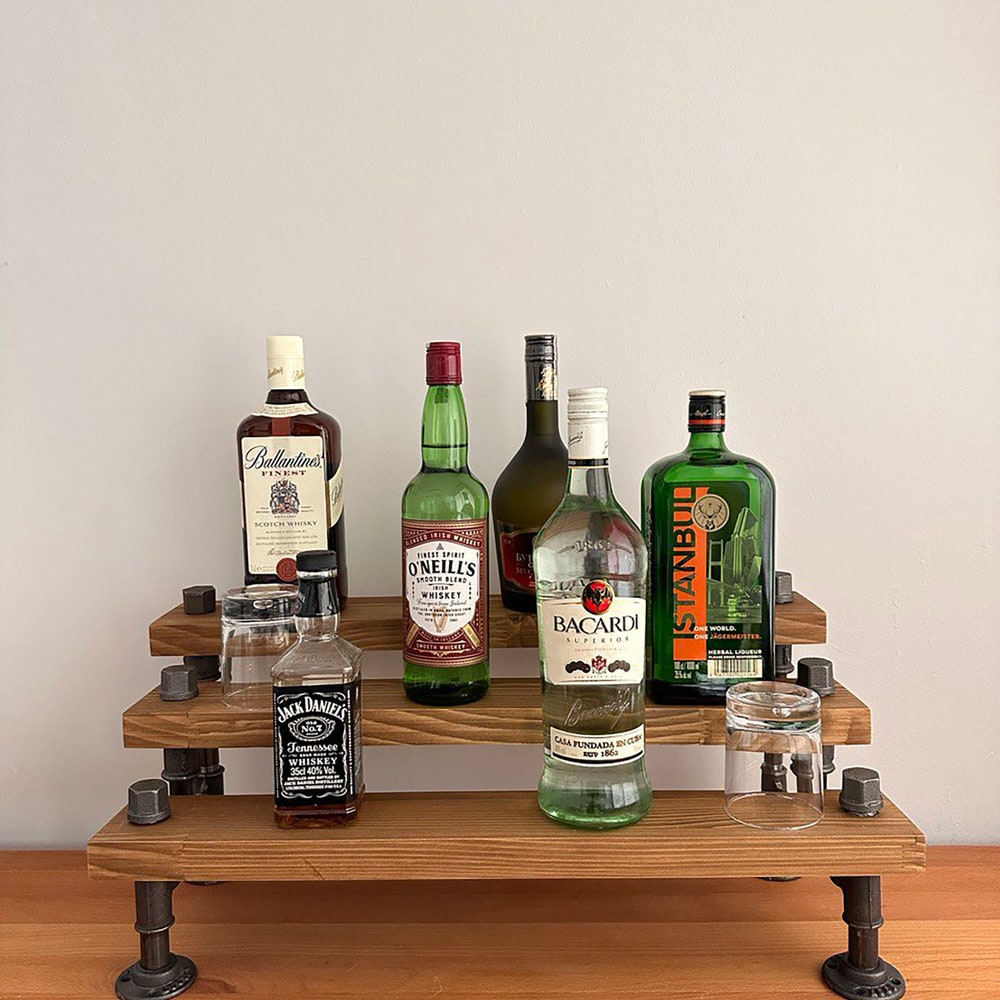 Bar Display, Bar Organizer, Kitchen Shelves, Whiskey Bottle Display, Wine Racks,Pipe Tier Drink Racks