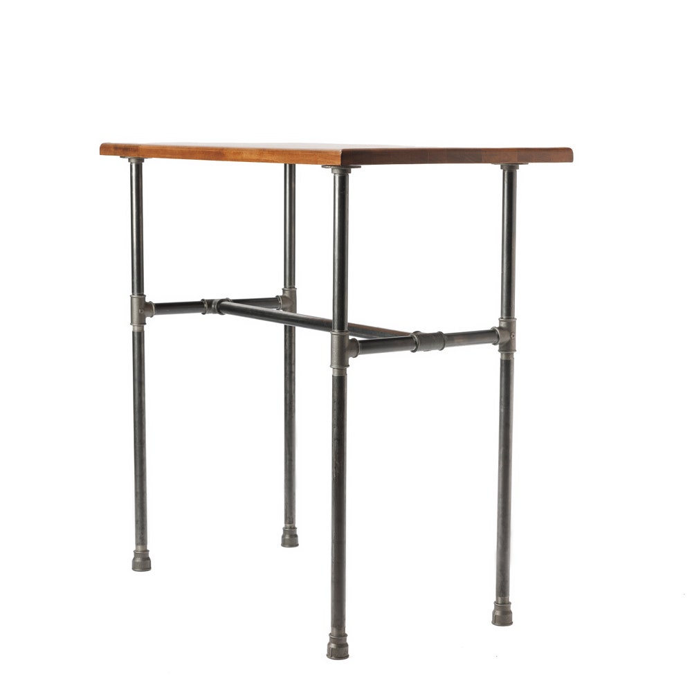 Rustic Industrial Entryway Console Table With Solid Wood Top And Metal Pipe Legs