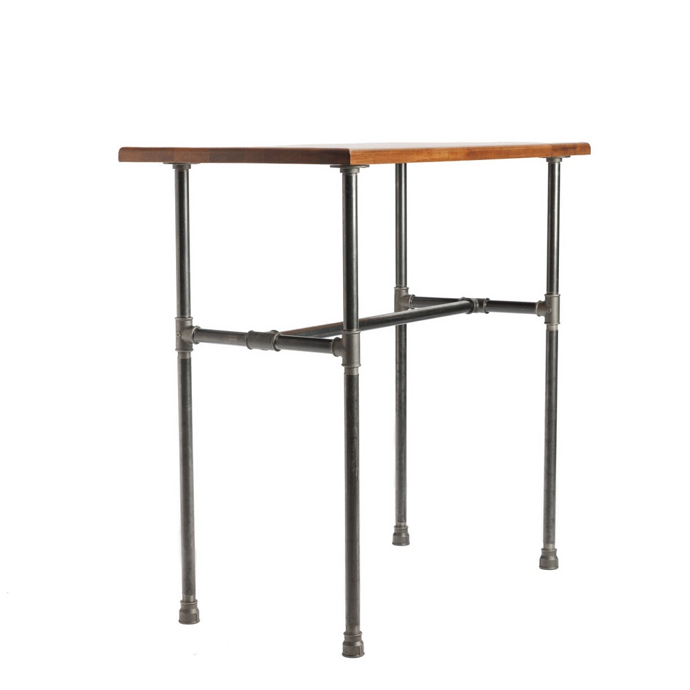 Rustic Industrial Entryway Console Table With Solid Wood Top And Metal Pipe Legs