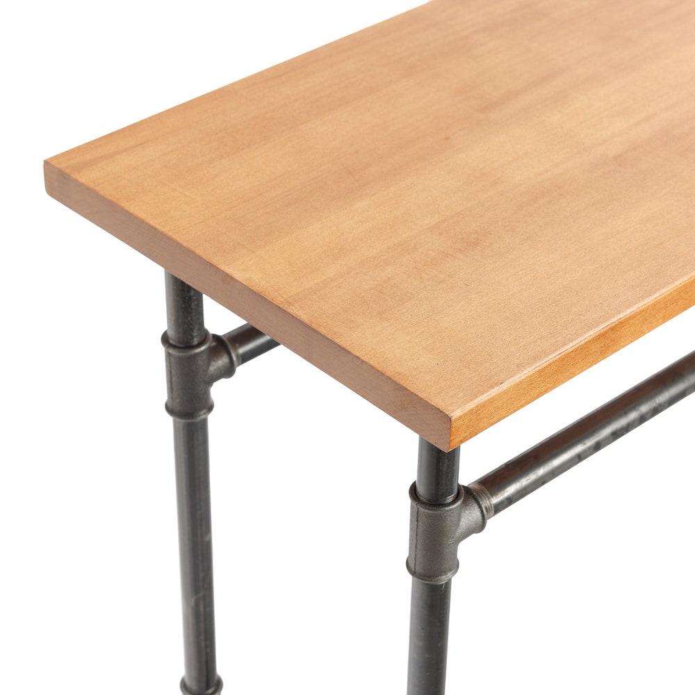 Handmade Industrial Console Table With Solid Wood Top And Pipe Frame For Entryway