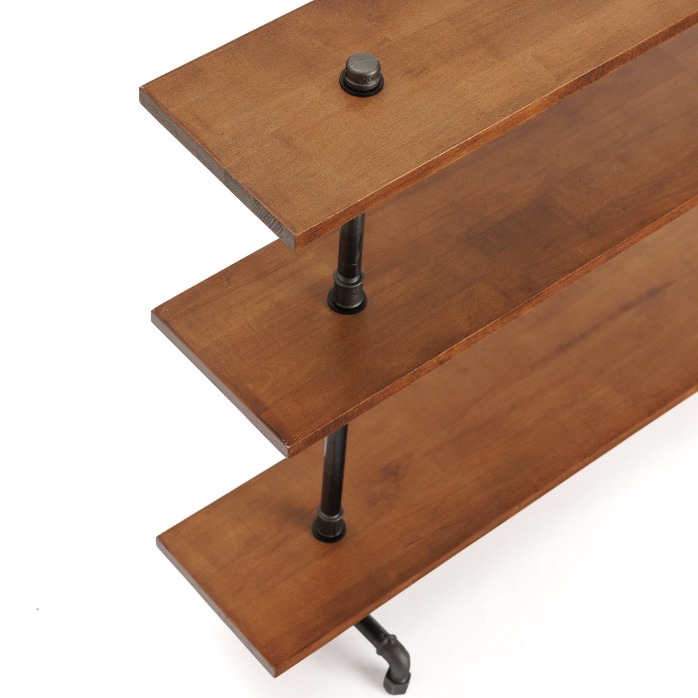 Industrial Three Tier Shoe Rack Organizer With Solid Wood Shelves For Entryway Storage
