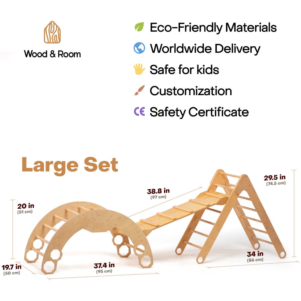 Climb set for toddler, Montessori furniture, First birthday gift, Montessori rocker, Climbing arch, Balance board, Wooden baby toys