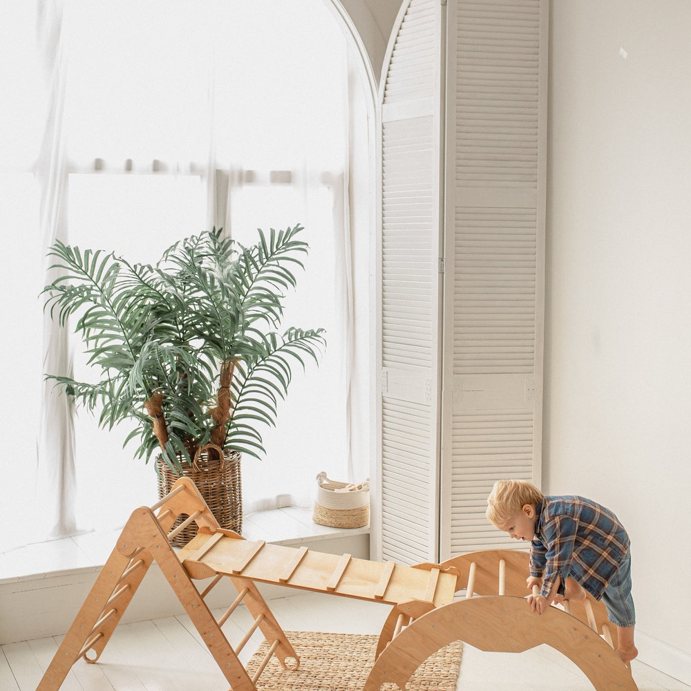 Climb set for toddler, Montessori furniture, First birthday gift, Montessori rocker, Climbing arch, Balance board, Wooden baby toys