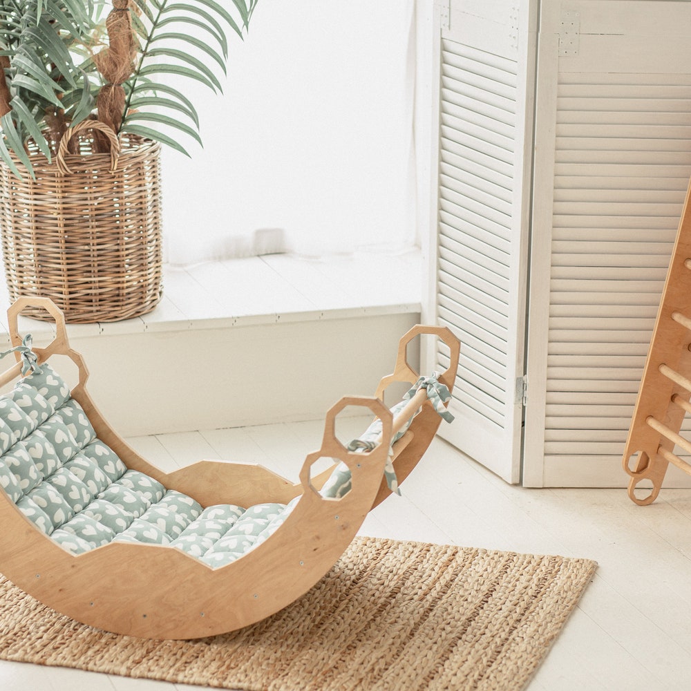 Climb set for toddler, Montessori furniture, First birthday gift, Montessori rocker, Climbing arch, Balance board, Wooden baby toys