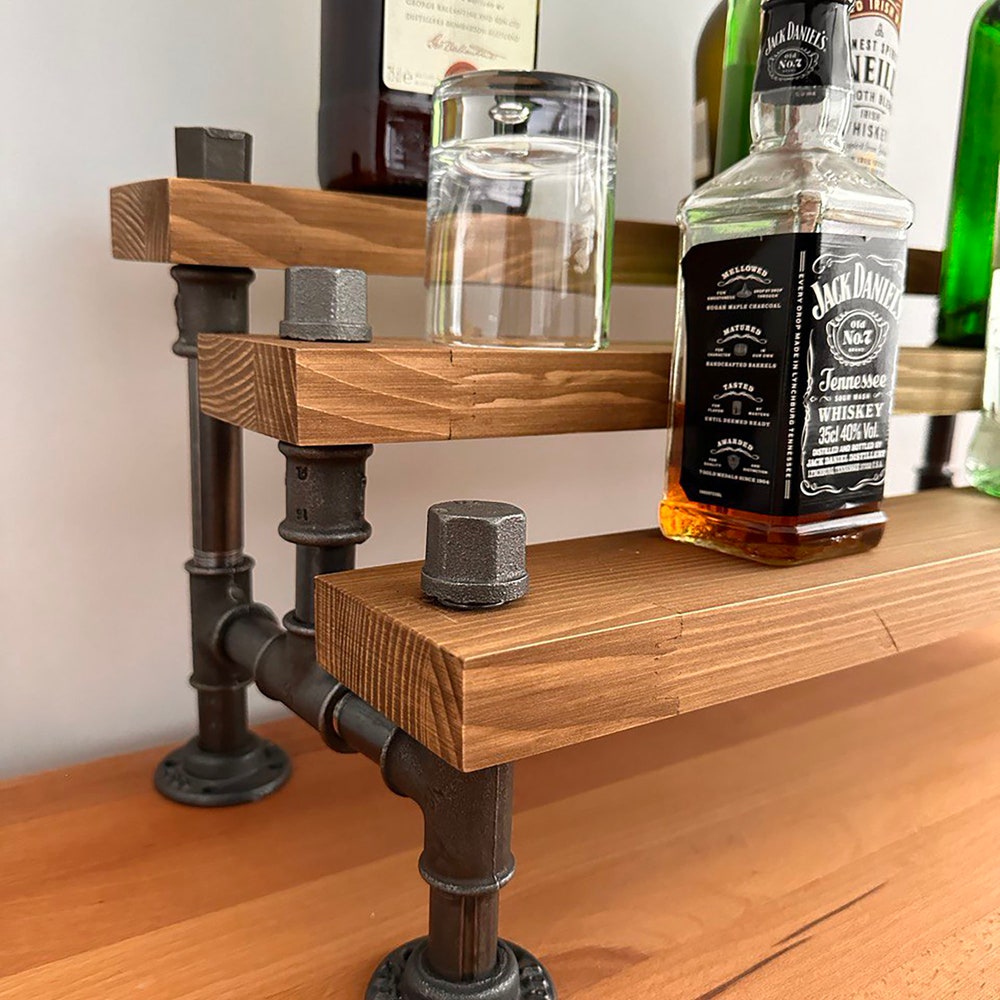 Bar Display, Bar Organizer, Kitchen Shelves, Whiskey Bottle Display, Wine Racks,Pipe Tier Drink Racks