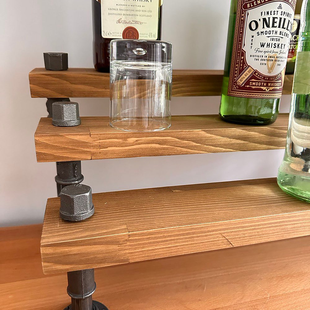 Bar Display, Bar Organizer, Kitchen Shelves, Whiskey Bottle Display, Wine Racks,Pipe Tier Drink Racks