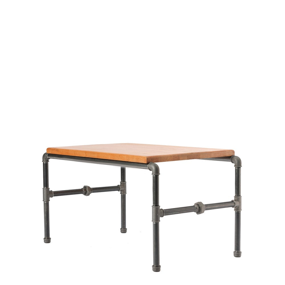 Industrial Handmade Coffee Table With Solid Beech Wood Top And Black Pipe Frame