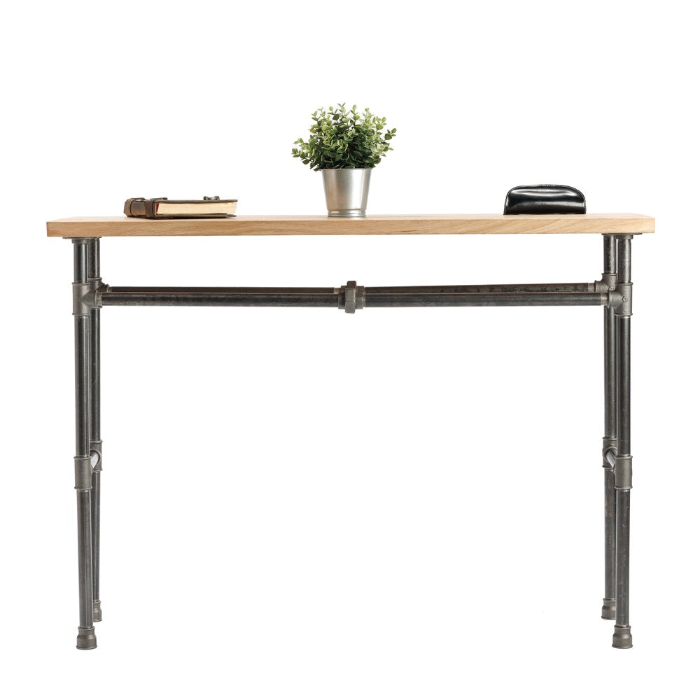 Handmade Industrial Console Table With Solid Wood Top And Pipe Frame For Entryway