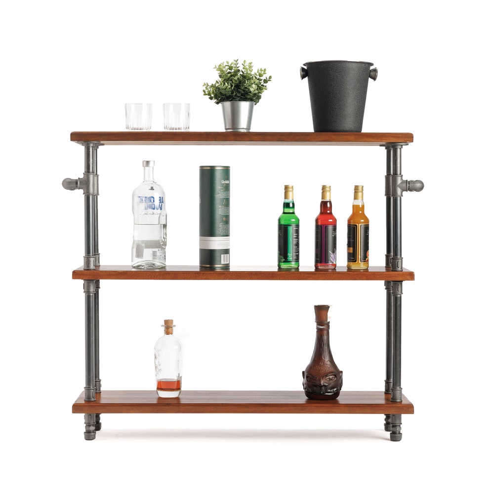 Wood Kitchen Storage Cart, handmade furniture, coffee table, round table, diy table, black pipe table, living table