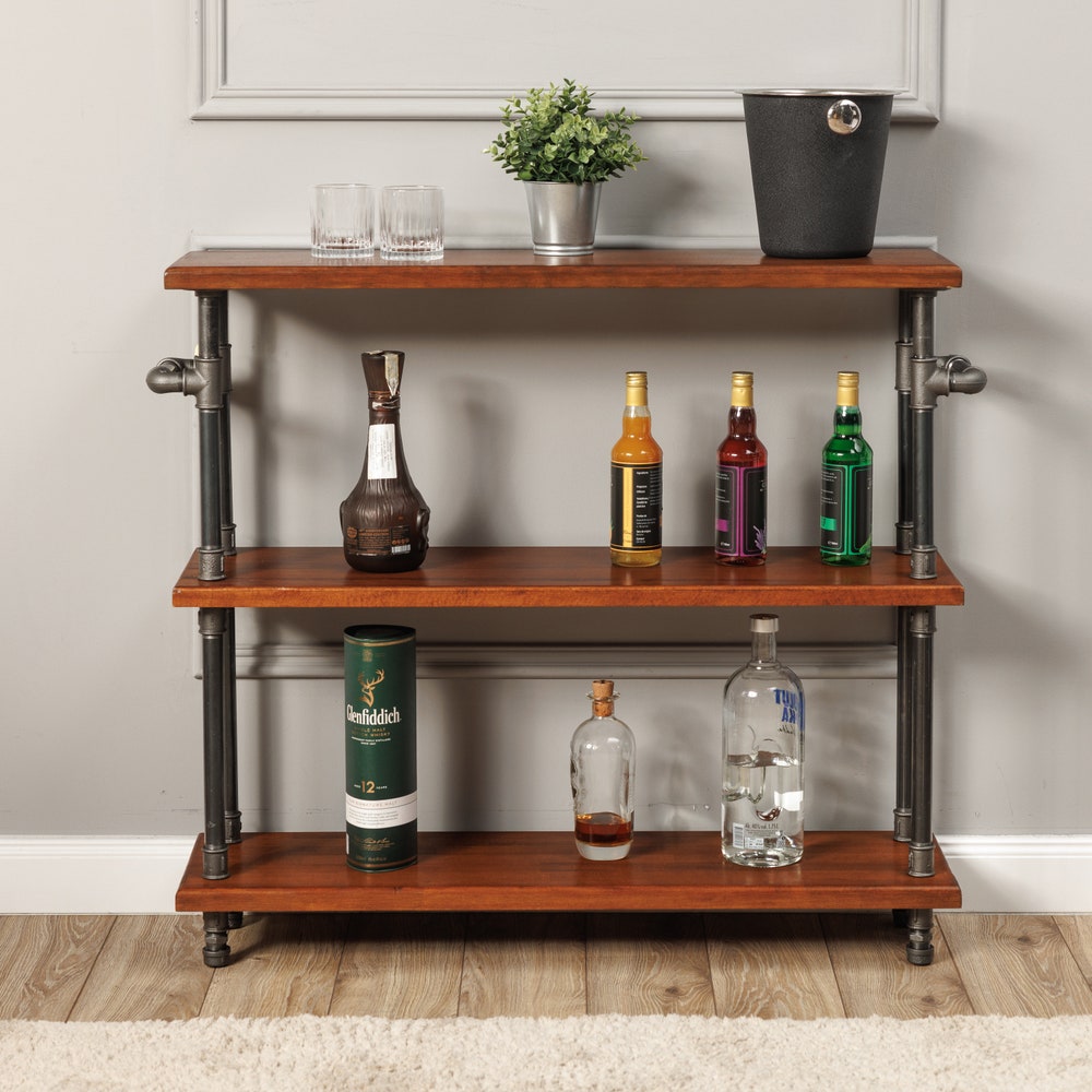Wood Kitchen Storage Cart, handmade furniture, coffee table, round table, diy table, black pipe table, living table