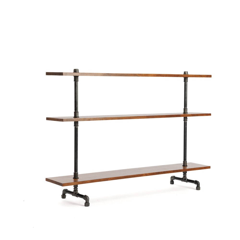 Industrial Three Tier Shoe Rack Organizer With Solid Wood Shelves For Entryway Storage