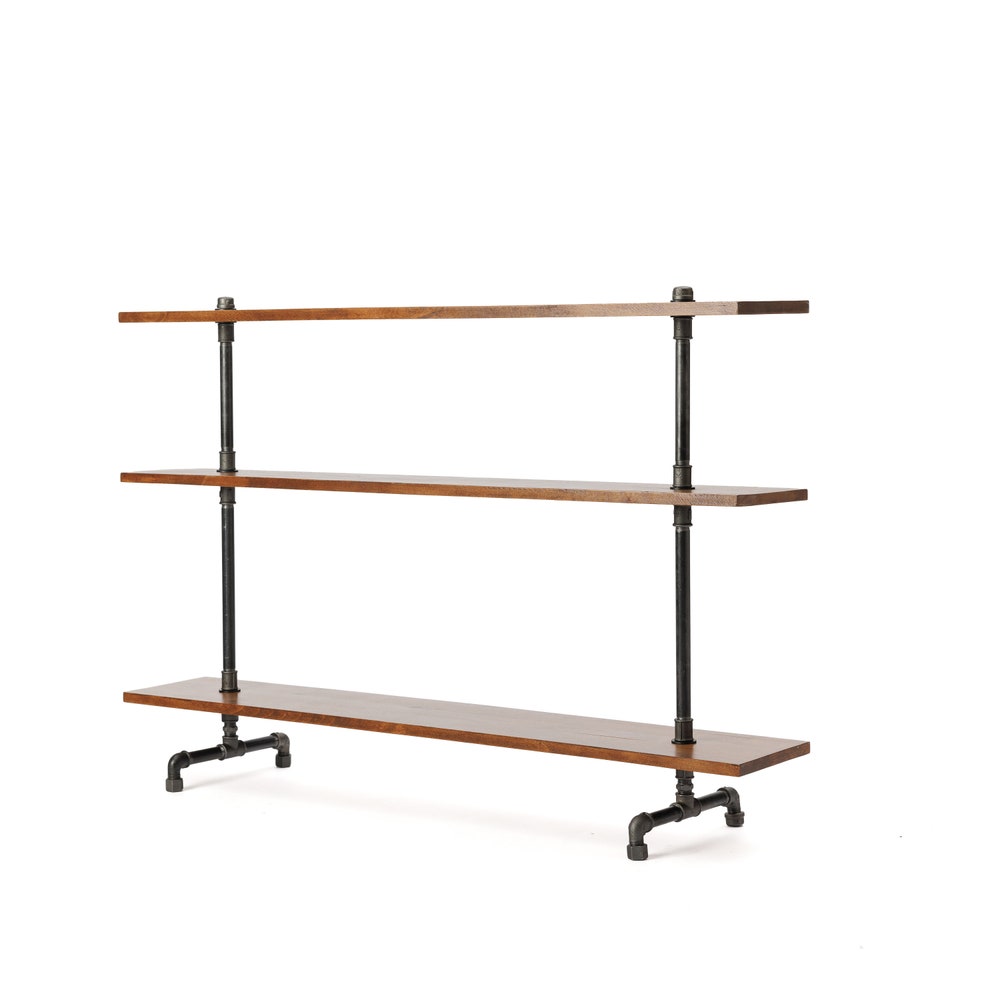 Industrial Three Tier Shoe Rack Organizer With Solid Wood Shelves For Entryway Storage
