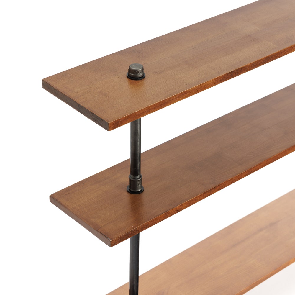 Industrial Three Tier Shoe Rack Organizer With Solid Wood Shelves For Entryway Storage