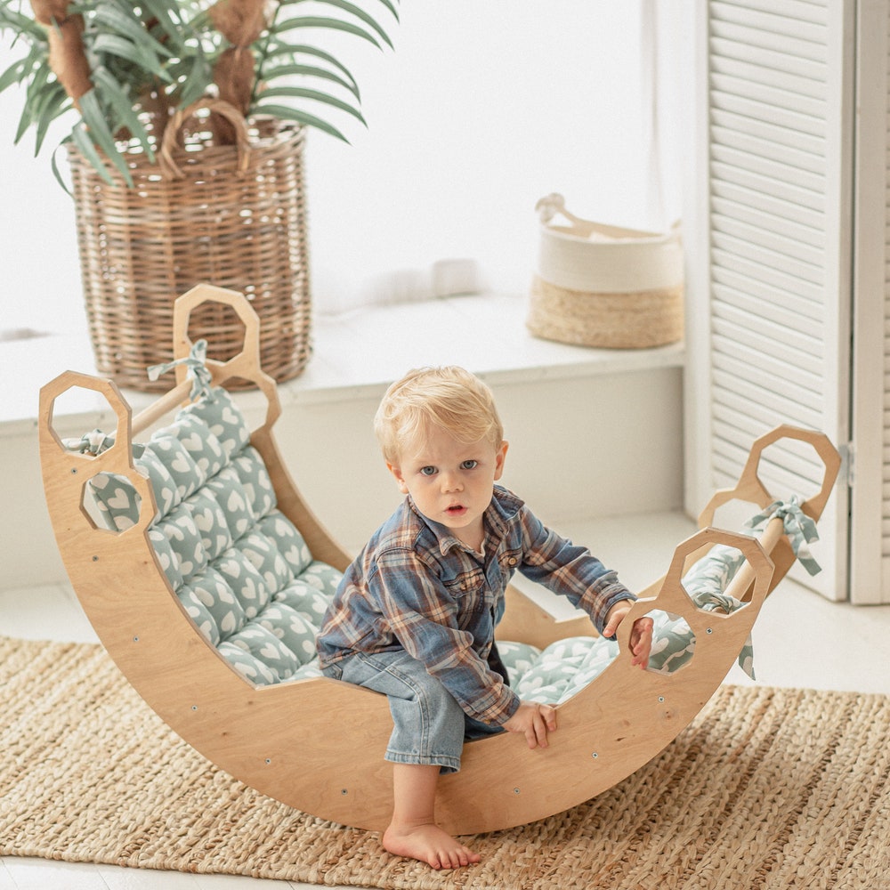 Climb set for toddler, Montessori furniture, First birthday gift, Montessori rocker, Climbing arch, Balance board, Wooden baby toys