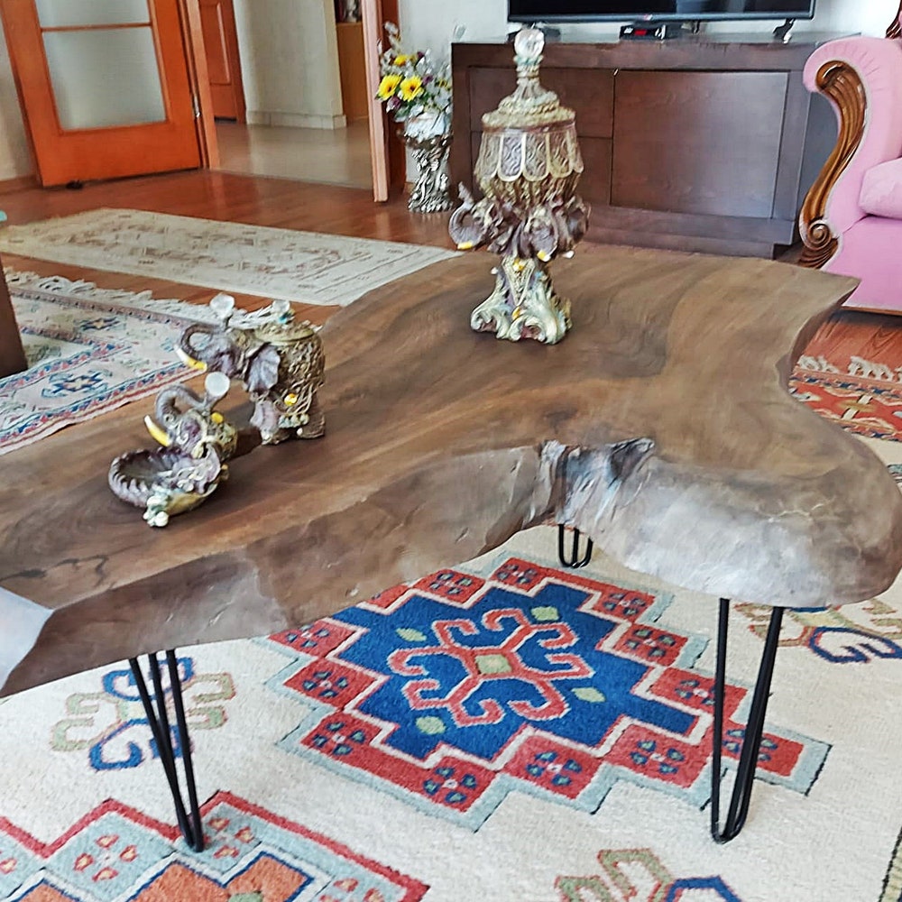 Coffee Table,Rustic Wooden Coffee Table,Black Walnut Table,Sofa Table, Live Edge Coffee Table, Table,Modern Coffee Table