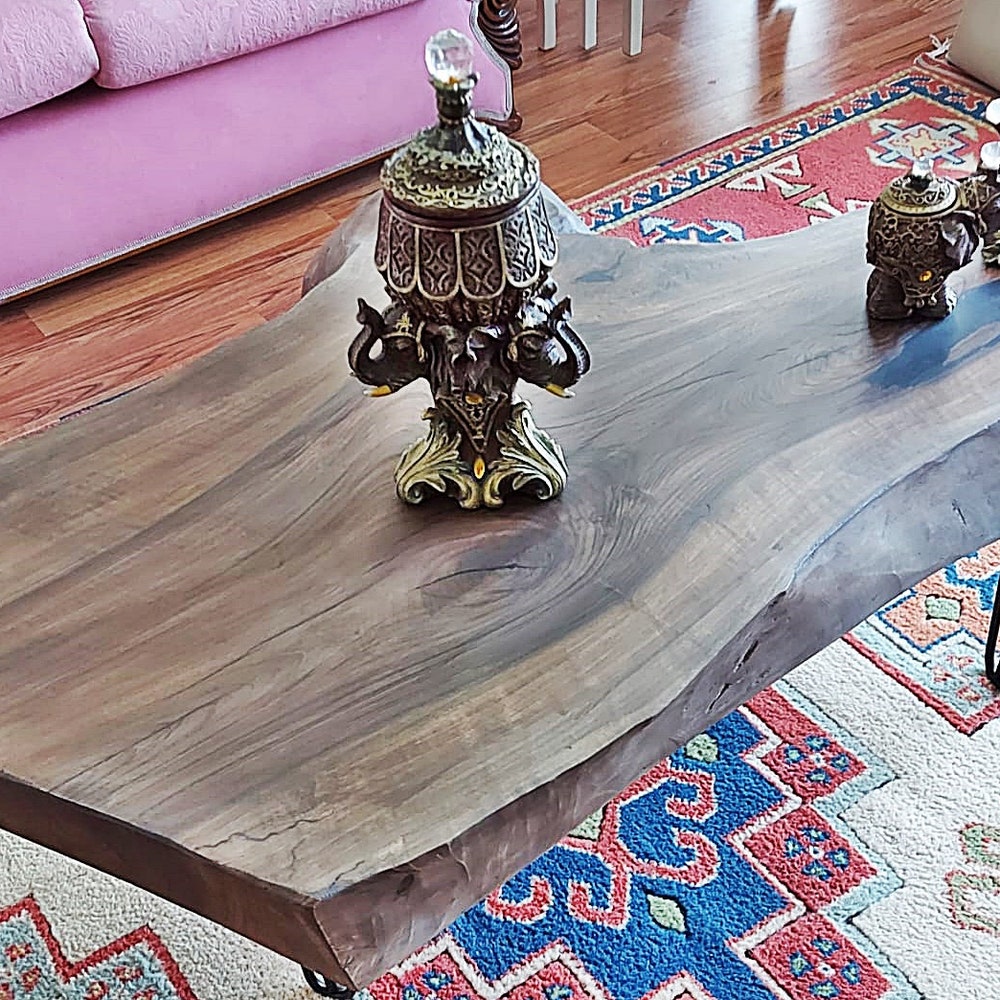 Coffee Table,Rustic Wooden Coffee Table,Black Walnut Table,Sofa Table, Live Edge Coffee Table, Table,Modern Coffee Table