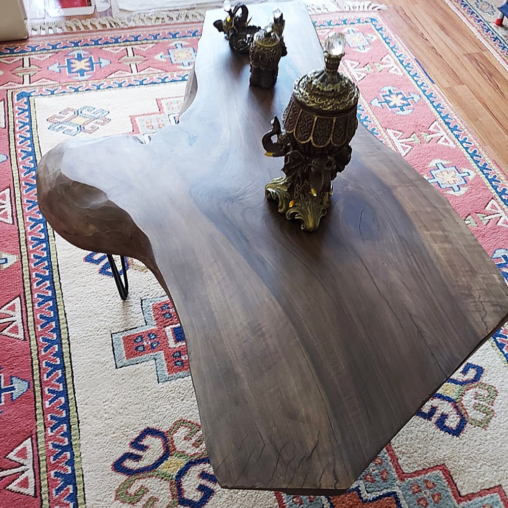 Coffee Table,Rustic Wooden Coffee Table,Black Walnut Table,Sofa Table, Live Edge Coffee Table, Table,Modern Coffee Table