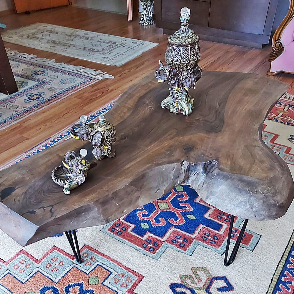 Coffee Table,Rustic Wooden Coffee Table,Black Walnut Table,Sofa Table, Live Edge Coffee Table, Table,Modern Coffee Table