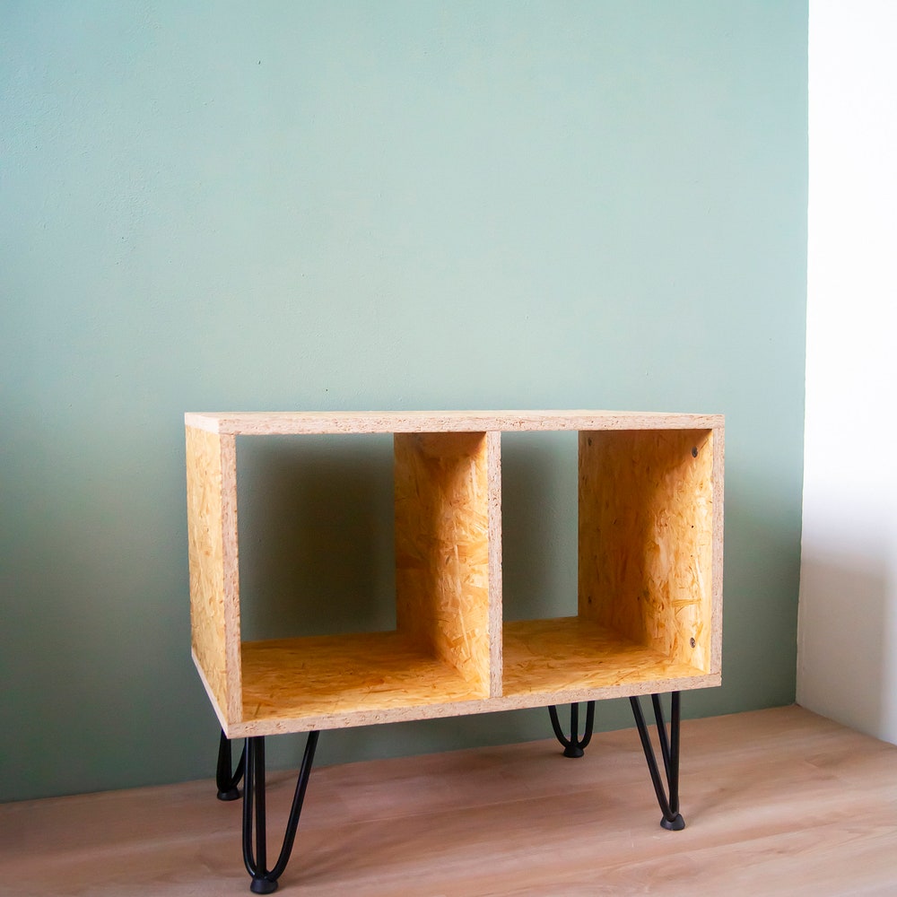 Turntable Stand & Vinyl LP Storage, From Made Durable and Recycled OSB Wood, Store up to 80+ LPs!
