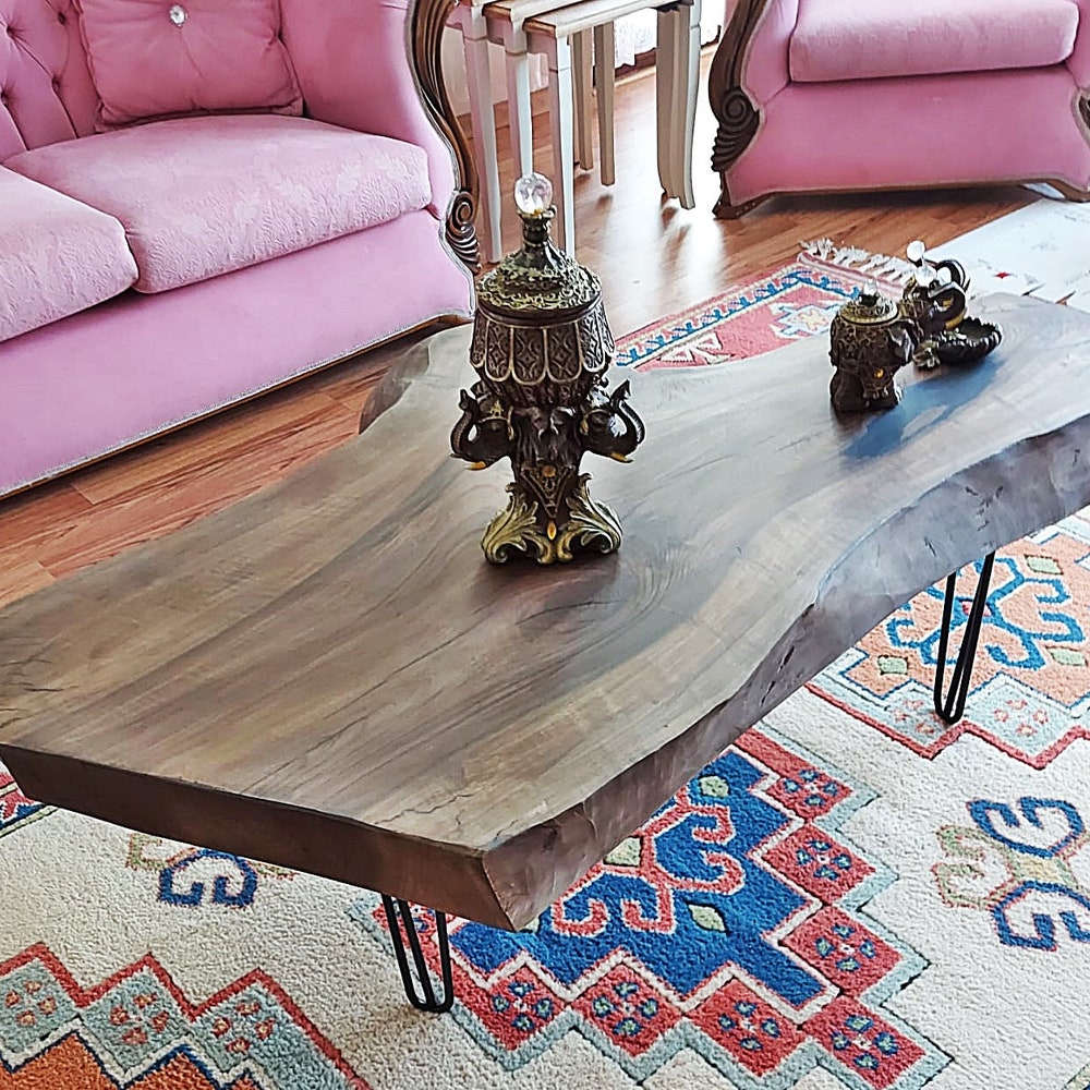 Coffee Table,Rustic Wooden Coffee Table,Black Walnut Table,Sofa Table, Live Edge Coffee Table, Table,Modern Coffee Table