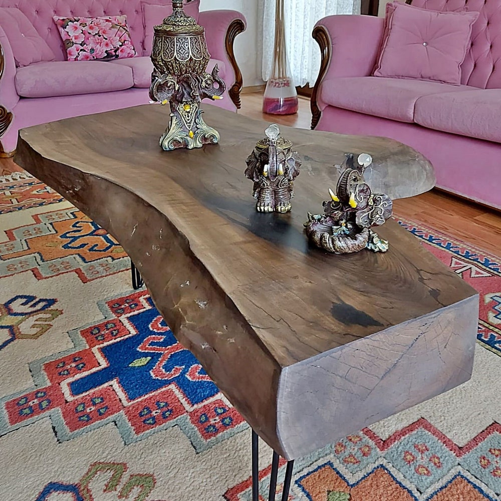 Coffee Table,Rustic Wooden Coffee Table,Black Walnut Table,Sofa Table, Live Edge Coffee Table, Table,Modern Coffee Table