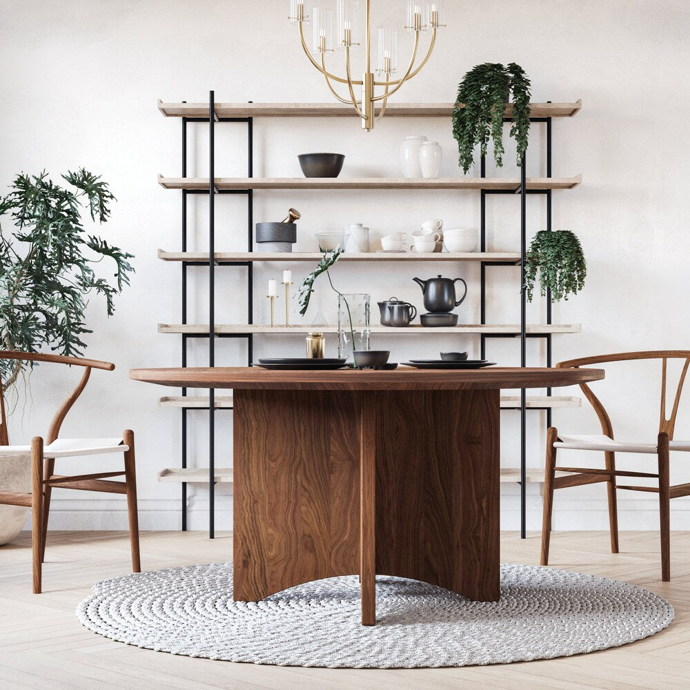 The Taylor Walnut Dining Table, round dining table, circle table, solid wood table