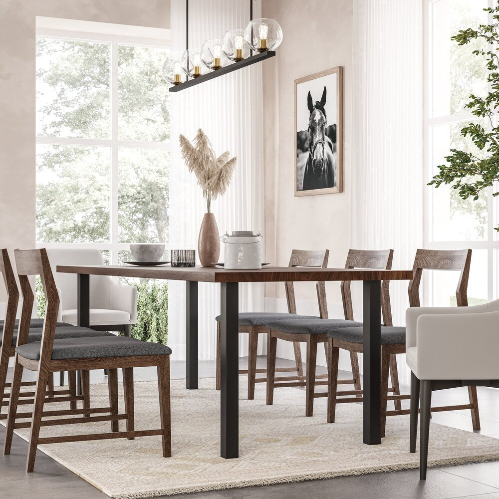 Walnut Dining Table with Metal Post Legs, Rustic Kitchen Table, Solid Wood, Wooden Dining Table, Mid Century, Farmhouse, Dine Table