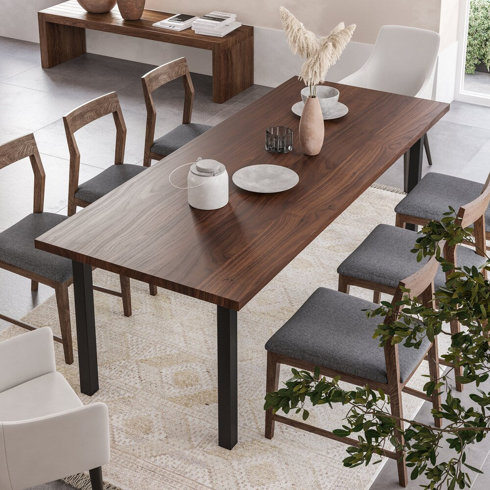 Walnut Dining Table with Metal Post Legs, Rustic Kitchen Table, Solid Wood, Wooden Dining Table, Mid Century, Farmhouse, Dine Table