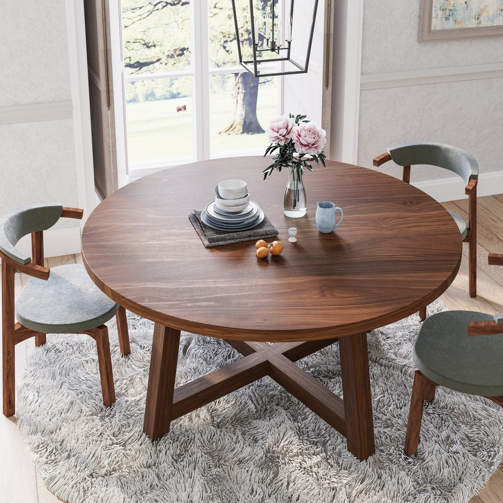 The Croft Walnut Dining Table, Round Walnut Dining Table