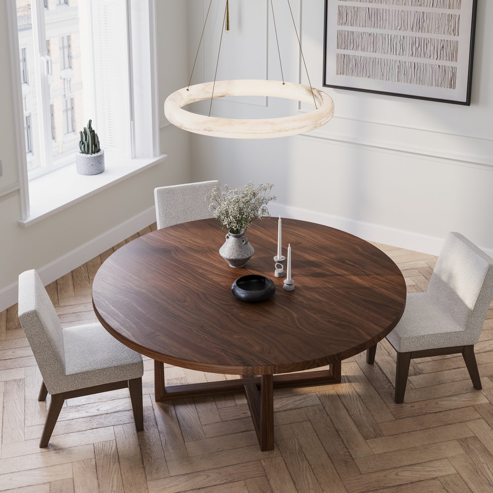 The Florentine Walnut Dining Table, Round Walnut Dining Table