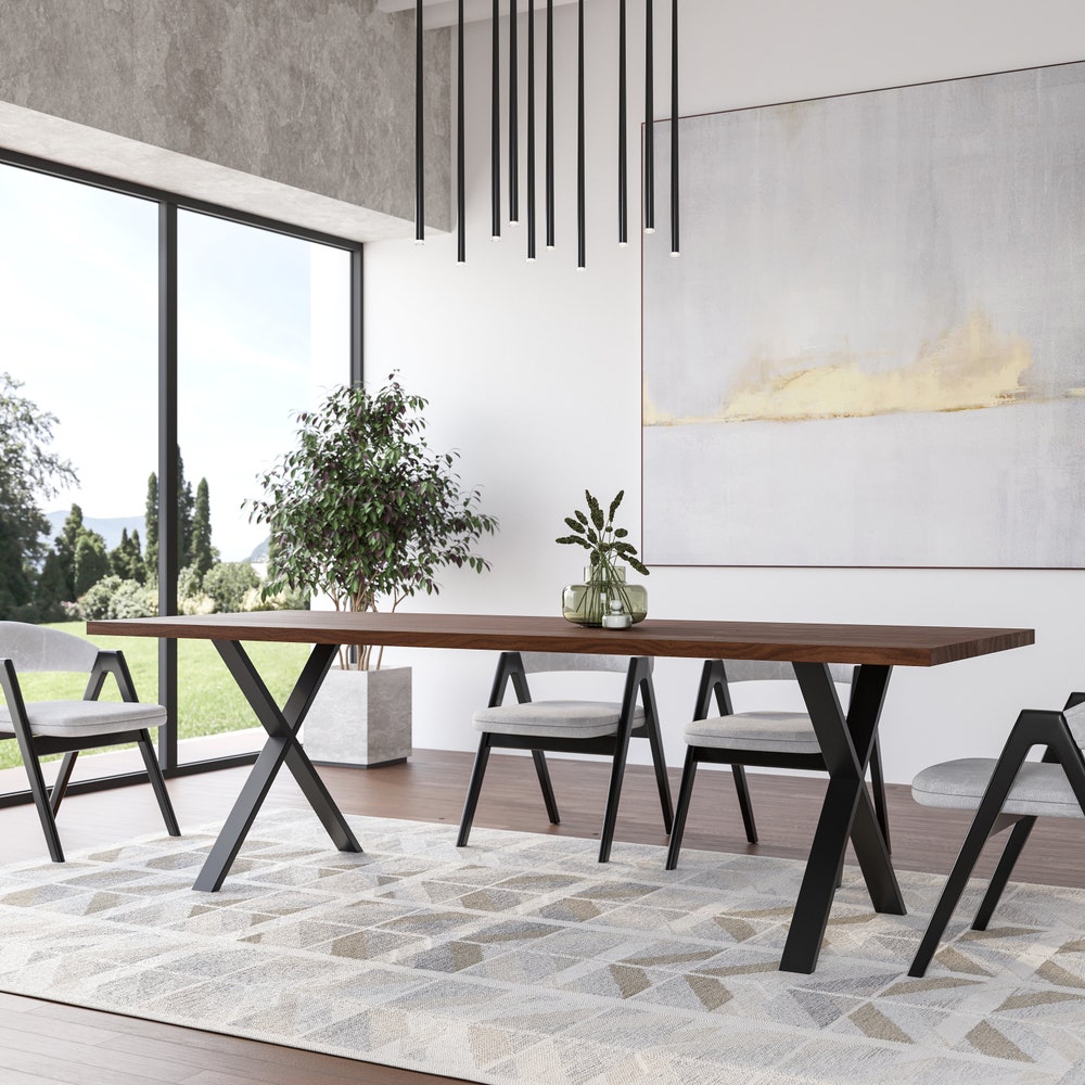 The Fox Walnut Dining Table, Rustic Kitchen Table, Solid Wood, Wooden Dining Table, Mid Century, Farmhouse, Dine Table