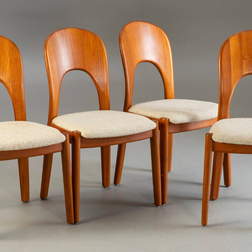 1 of 4 Danish wood Chair by Niels Koefoed, model Morten, 60s 70s, Midcentury furniture, vintage Dining Chair, Danish Style, Denmark design