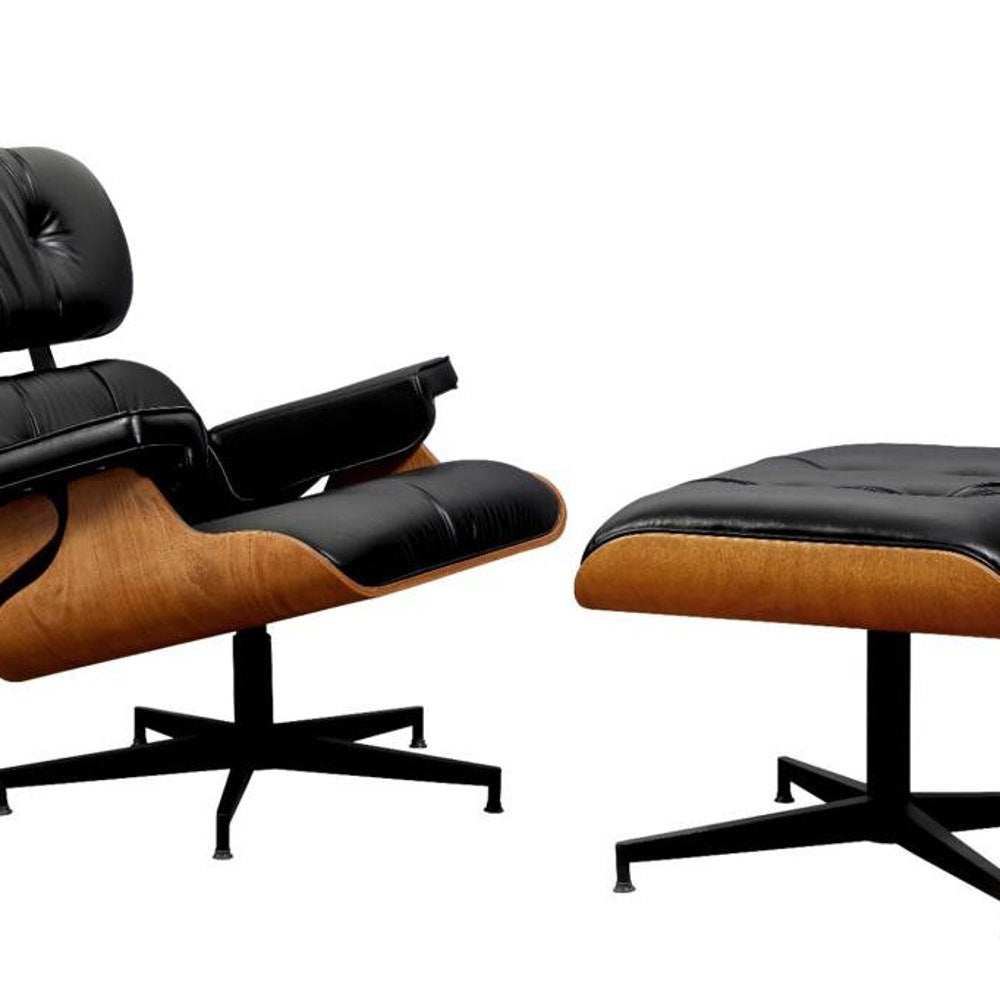 Custom color Classic Chaise Lounge chair with Foot rest Modesto, Eames Puffy Chaise Lounge, holywood chair, Bent wood Armchair