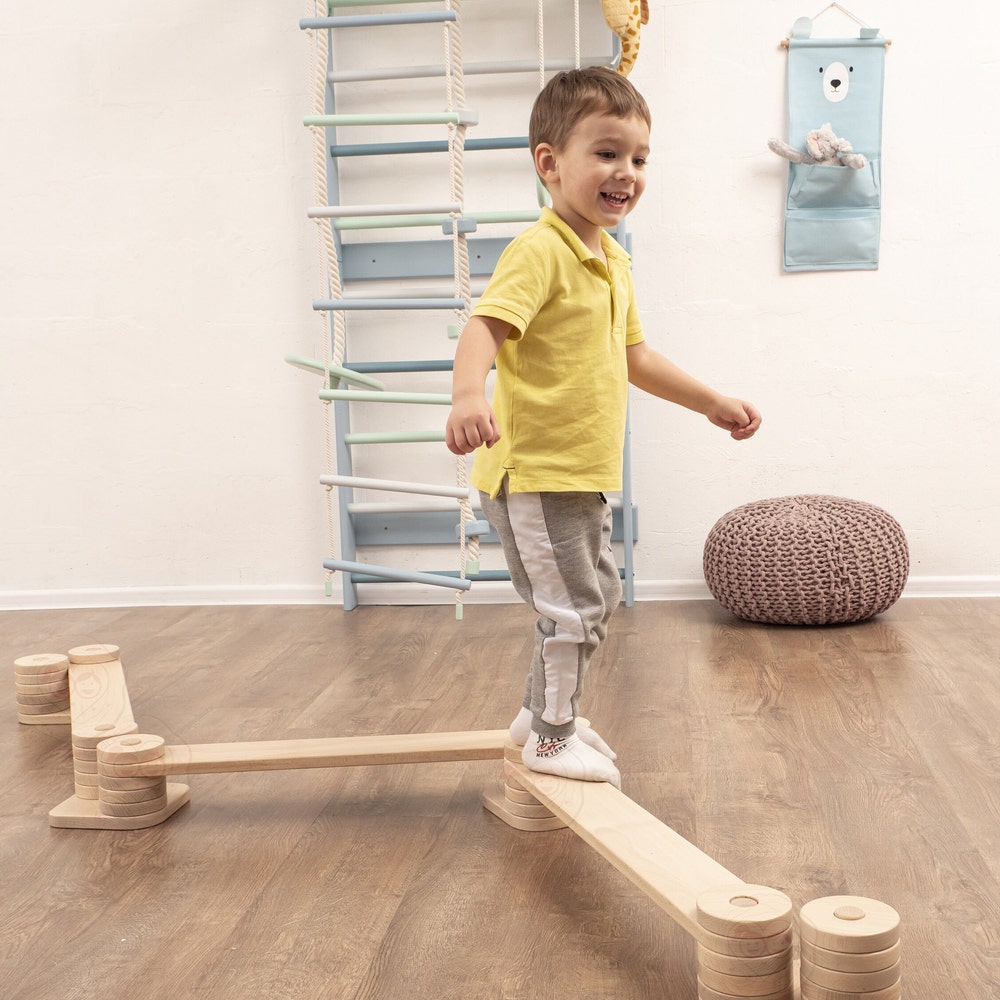 Baby Gift Transformable Balance Beam Set, Nursery Decor Montessori Balance Toy, Plywood Furniture Indoor Play Gym, Balance Path for Kids