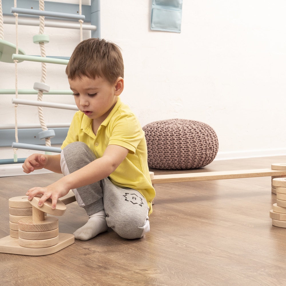 Baby Gift Transformable Balance Beam Set, Nursery Decor Montessori Balance Toy, Plywood Furniture Indoor Play Gym, Balance Path for Kids