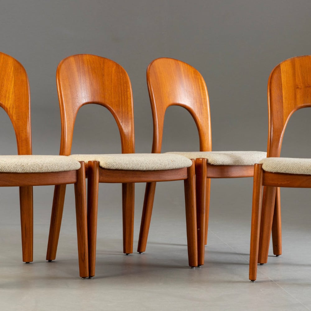 1 of 4 Danish wood Chair by Niels Koefoed, model Morten, 60s 70s, Midcentury furniture, vintage Dining Chair, Danish Style, Denmark design