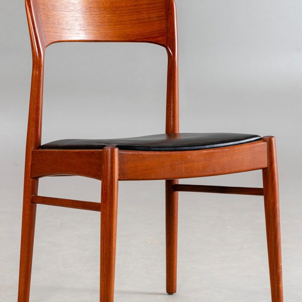 1 of 6 Danish Teak wood Chairs by Henning Kjaernulf for KS Møbler 1960s, Midcentury furniture, vintage designer Dining Chair, Danish Style
