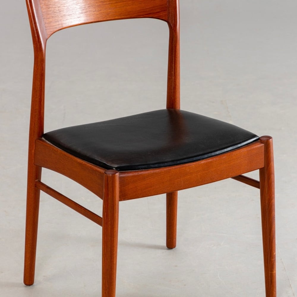 1 of 6 Danish Teak wood Chairs by Henning Kjaernulf for KS Møbler 1960s, Midcentury furniture, vintage designer Dining Chair, Danish Style