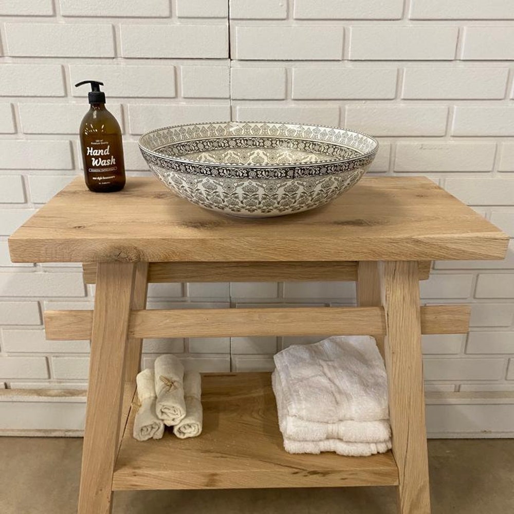 Bathroom vanity/ Make up counter top wood/wooden vanities sink - Narrow floating live edge rustic solid side reclaimed  table gifth for her