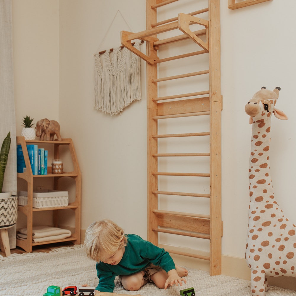 Climbing Wall for Toddler Indoor playground, Nursery kids gym, Montessori furniture, Wooden Swedish Ladder, Balancing toy, Climber and slide
