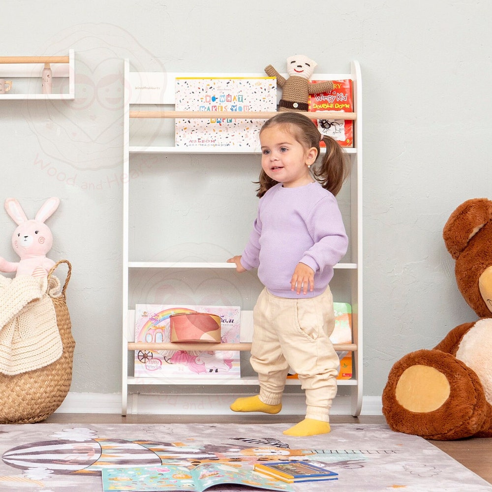 Big Montessori Wall Bookshelf, Plywood Furniture Wall Shelves Book Nook, Waldorf Wood Shelves Child Gift Aesthetic Room Decor