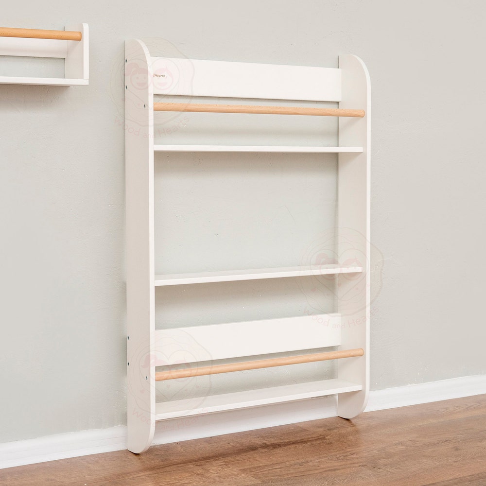 Big Montessori Wall Bookshelf, Plywood Furniture Wall Shelves Book Nook, Waldorf Wood Shelves Child Gift Aesthetic Room Decor
